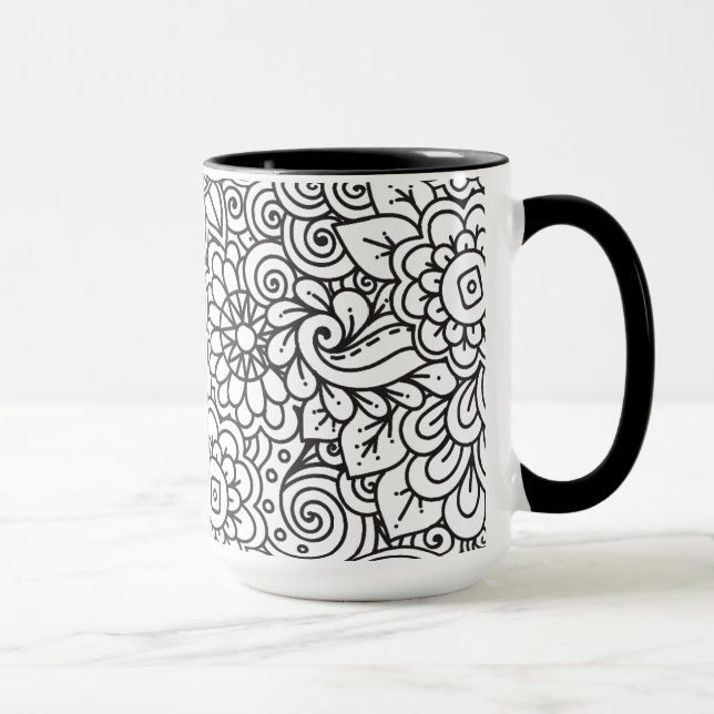 Floral Retro Doodle Mug (Right)