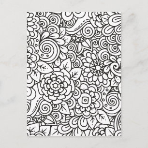 Floral Retro Doodle Postcard