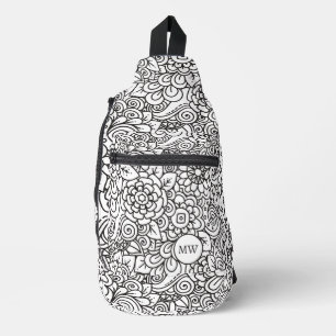 Floral Retro Doodle Sling Bag
