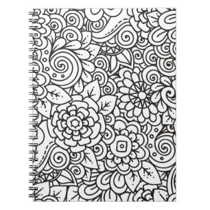 Floral Retro Doodle Spiral Notebook