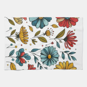 Floral Retro Folk Art Apron Tea Towel