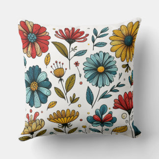 Floral Retro Folk Art Cushion