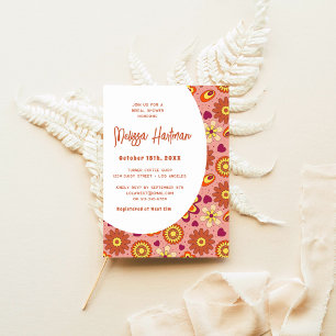Floral Retro Groovy Bridal Shower Invitation