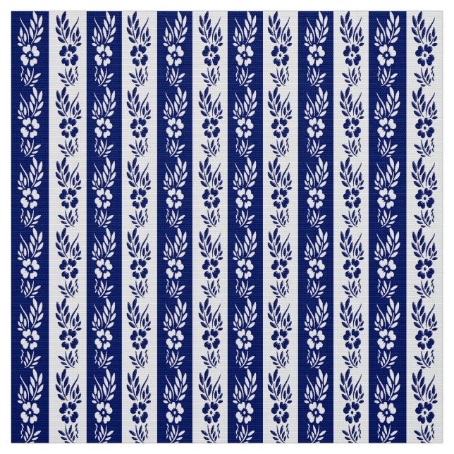 Floral retro navy pattern fabric (Swatch)