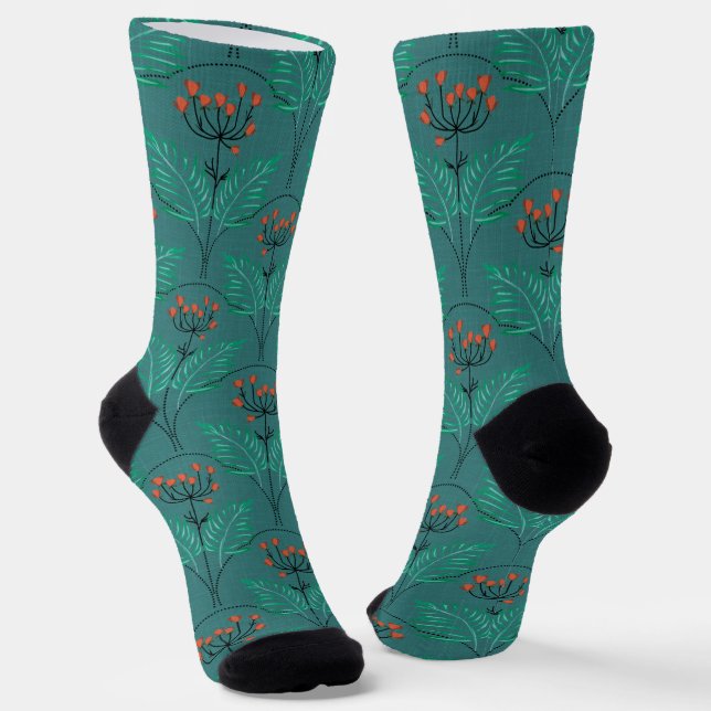 Floral retro pattern in art deco style. socks (Angled)