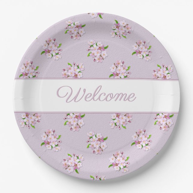 Floral Retro Pattern Paper Plate (Front)