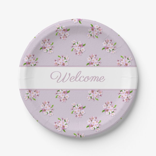 Floral Retro Pattern Paper Plate (Front)
