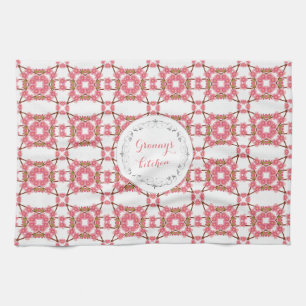 floral retro pattern.text. tea towel