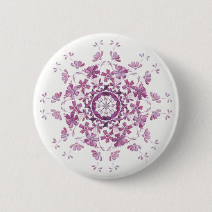 floral retro purple elment 6 cm round badge