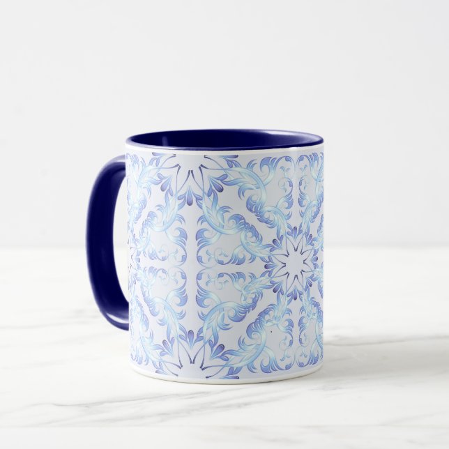 Floral Retro  Royal Pattern Mug (Front Left)