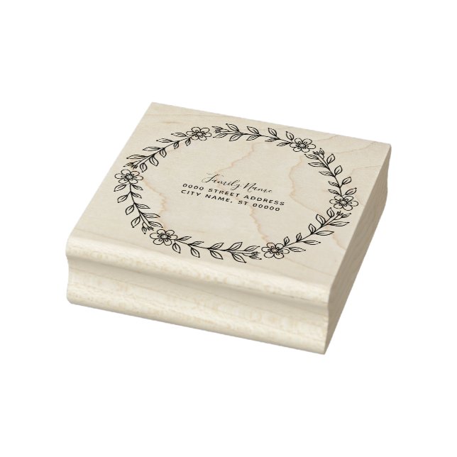 Floral Return Address Rubber Stamp (Stamp)