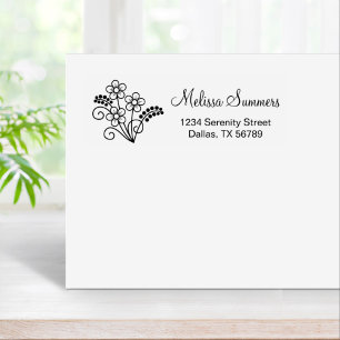Floral Return Address Rubber Stamp