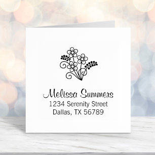 Floral Return Address Self-inking Stamp