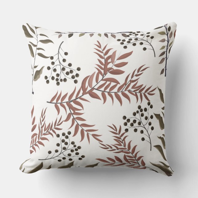 Floral Reversible Pillow Light Tan Marble (Front)