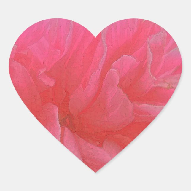 Floral Rhapsody In Magenta and Red Heart Sticker (Front)