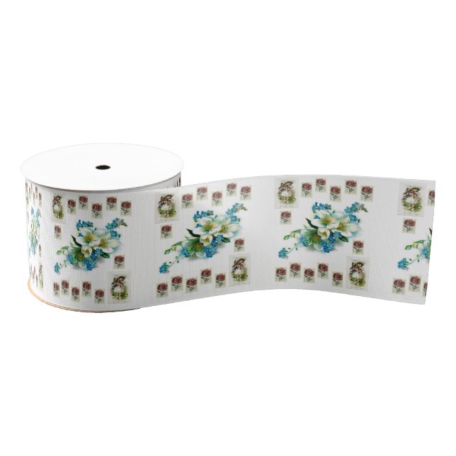 floral ribbon grosgrain ribbon (Spool)