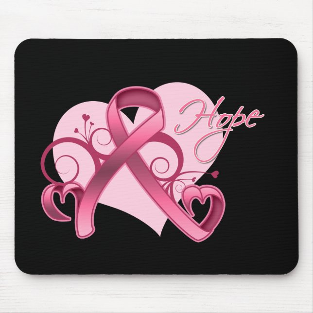 Floral Ribbon Hope - Breast Cancer Mouse Pad (Front)