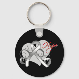 Floral Ribbon Hope - Lung Cancer Key Ring