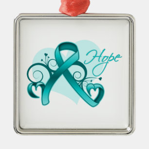 Floral Ribbon Hope - Ovarian Cancer Metal Tree Decoration