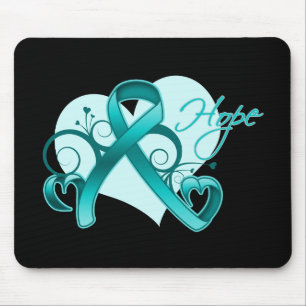 Floral Ribbon Hope - Ovarian Cancer Mouse Pad