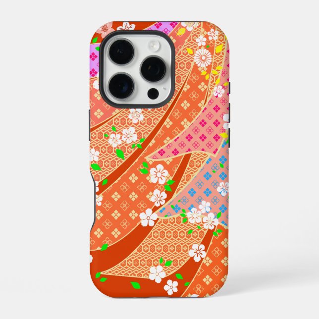 Floral Ribbon Kimono Pattern iPhone Case (Back)