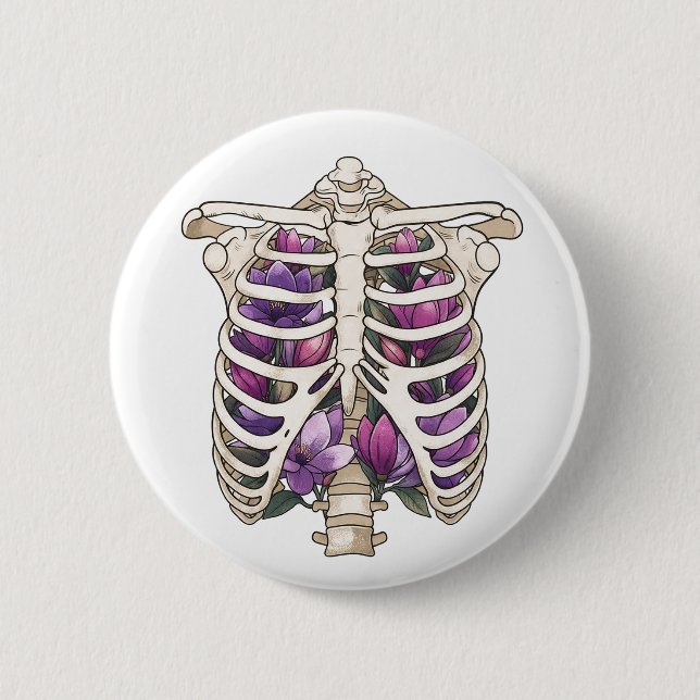 Floral Ribs 6 Cm Round Badge (Front)