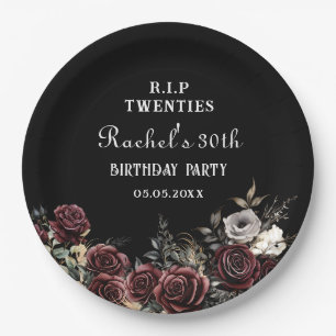 Floral RIP 20s 30th Birthday Paper Plates