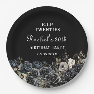 Floral RIP 20s 30th Birthday Paper Plates
