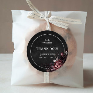 Floral Rip 20s 30th Birthday Party Thank You Classic Round Sticker