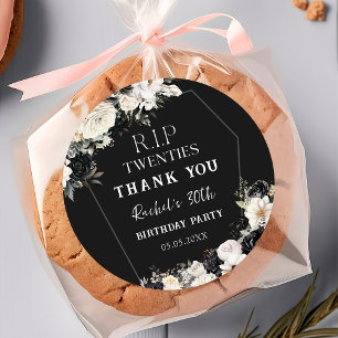 Floral RIP Twenties 30th Birthday Classic Round Sticker