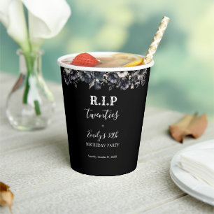 Floral RIP Twenties 30th Birthday Party Paper Cups