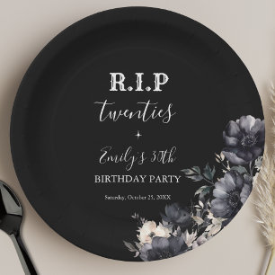 Floral RIP Twenties 30th Birthday Party Paper Plate