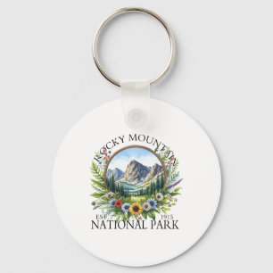 Floral Rocky Mountain National Park Hiking Camping Key Ring