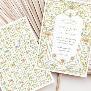 Floral Rococo Garden Wedding Invitation