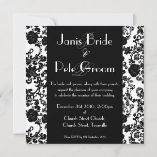 Floral Rococo Wedding - monogrammed, 5.25"x5.25" Invitation