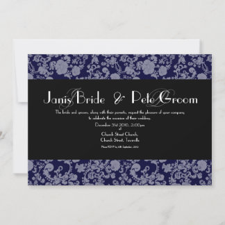 Floral Rococo Wedding - monogrammed, 5"x7" invitat Invitation