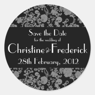 Floral Rococo Wedding, round save the date sticker