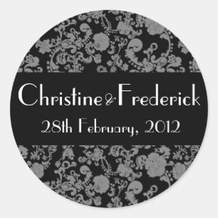 Floral Rococo Wedding, round souvenir sticker