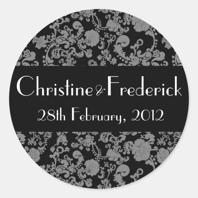 Floral Rococo Wedding, round souvenir sticker (Front)