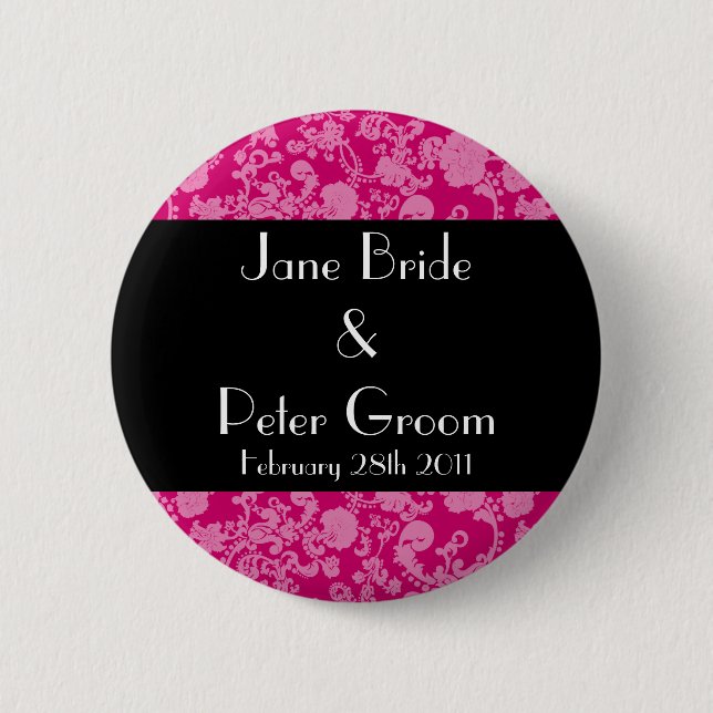 Floral Rococo Wedding, souvenir button (Front)