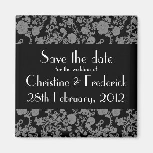 Floral Rococo Wedding, square save the date magnet