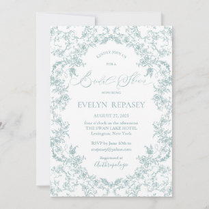 Floral Romance Chinoiserie Blue Bridal Shower Invitation
