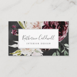 Floral Romance Gray Business Card