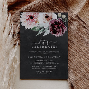 Floral Romance   Grey Let's Celebrate Invitation