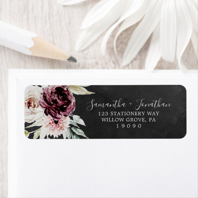 Floral Romance | Grey Return Address Label (Insitu)