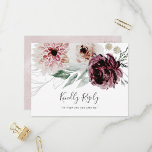 Floral Romance Menu Choice RSVP Postcard