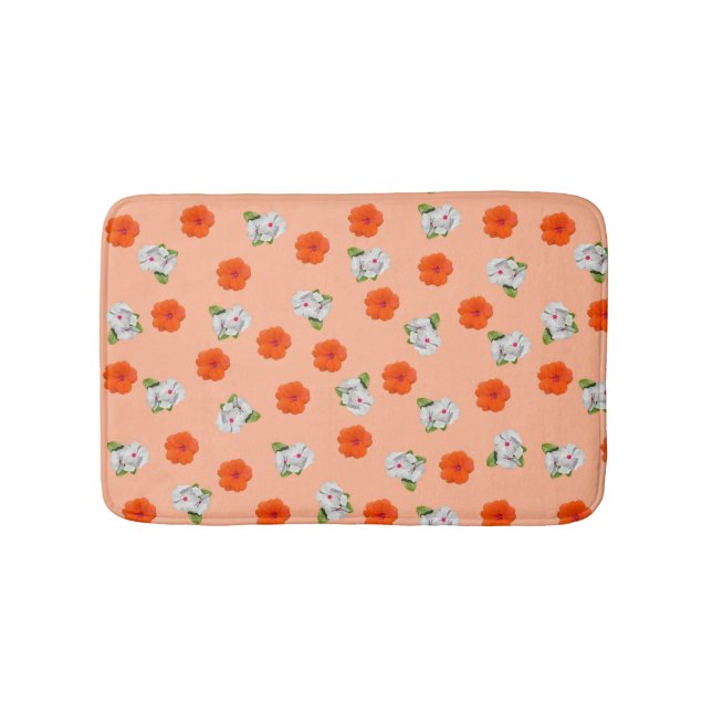 Floral Romance (peach background) Bath Mat (Front)