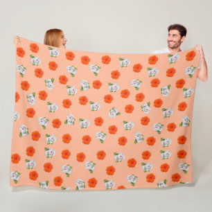 Floral Romance (peach background) Fleece Blanket