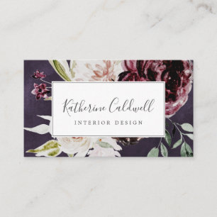 Floral Romance   Plum Business Card