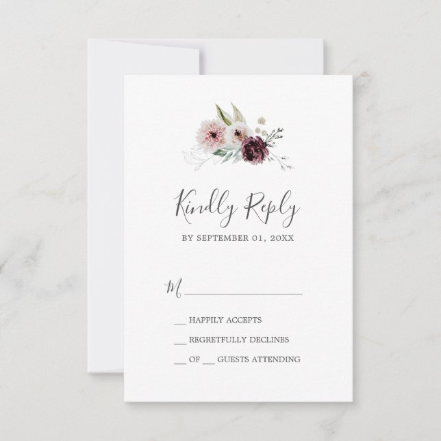 Floral Romance Simple RSVP Card (Front)